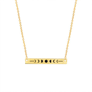 Kalung Batang Liontin Fase Bulan Perhiasan Tiga Dewi Wanita Kalung Emas 18K