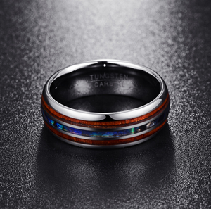 <strong>Ring</strong> 8mm Hawaiian Koa <strong>Wood</strong> Abalone Shell Inlay <strong>Men</strong> Band Usa Hot Selling Tungsten Carbide <strong>Ring</strong> - Product Image 4
