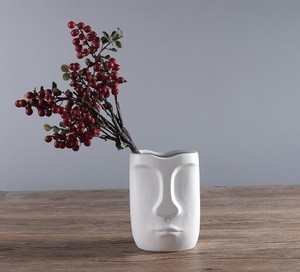 Florero de cerámica con forma de <span class=keywords><strong>Tiki</strong></span> blanco y negro, botella de gres personalizada para flores - Product Image 2