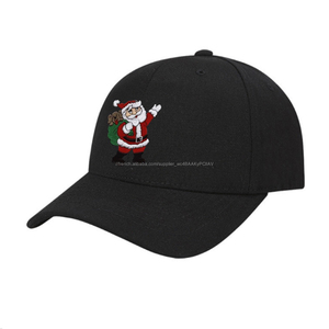 Santa Claus Visière <span class=keywords><strong>De</strong></span> Bande <span class=keywords><strong>Dessin</strong></span>ée Marque Personnalisation Broderie <span class=keywords><strong>De</strong></span> <span class=keywords><strong>Noël</strong></span> Drôle Pur Noir Casquette <span class=keywords><strong>de</strong></span> baseball <span class=keywords><strong>Chapeau</strong></span> - Product Image 1