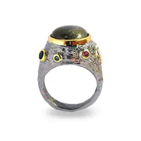 Thailand Design Labradorit Stein 925 Sterling Silber Ring Mit Turmalin