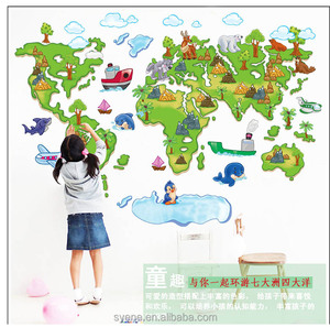 3d <span class=keywords><strong>Del</strong></span> Fumetto <span class=keywords><strong>mappa</strong></span> <span class=keywords><strong>del</strong></span> <span class=keywords><strong>mondo</strong></span> autoadesivo della parete decorazione della casa colorful <span class=keywords><strong>mappa</strong></span> decalcomanie della parete <span class=keywords><strong>del</strong></span> fumetto animali per bambini in pvc home decor wall sticker - Product Image 3