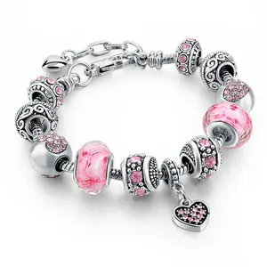 Charme Rosa Farbe Silber Armband Schmuck Für Frauen, Mädchen Smart Charme Armband