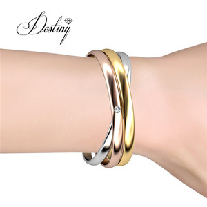 Daisini orné de cristaux <span class=keywords><strong>Swarovski</strong></span> cercle bracelets anneaux pendentifs <span class=keywords><strong>collier</strong></span> ensemble sans nickel 18K plaqué or ensemble de bijoux - Product Image 6