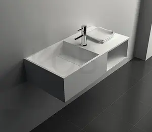 Surface de table de salle de bains, couleur ivoire en pierre de évier