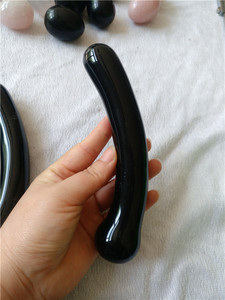 <span class=keywords><strong>Obsidian</strong></span> Hitam Alami Batu <span class=keywords><strong>Penis</strong></span> Buatan Melengkung Mainan Tongkat Wanita Seksi - Product Image 4