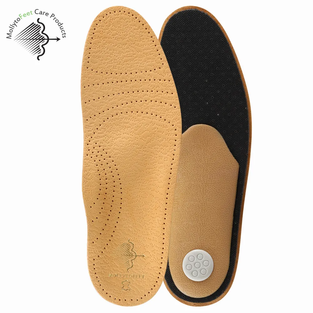 Semelles orthopédiques de chaussures à pied plat pour chaussures en cuir avec semelles intérieures en cuir de soutien de la voûte plantaire élevée