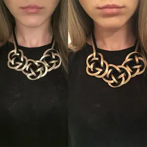 Women Big Chunky Necklace Alloy Chain Knot Pendant Collar Chokers Statement Necklaces Maxi Handmade Jewelry Boho Choker