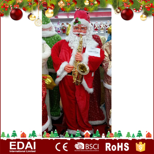 Decoración al aire libre de alta calidad jugando saxofón vida tamaño de Papá Noel para la Navidad - Product Image 1