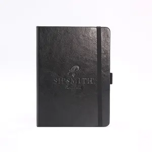 A5 Diary 2019 Hari untuk Melihat Bermerek Catatan Buku Timbul LOGO Emas Edge Lembut Hard Cover Notebook dengan Band Elastis