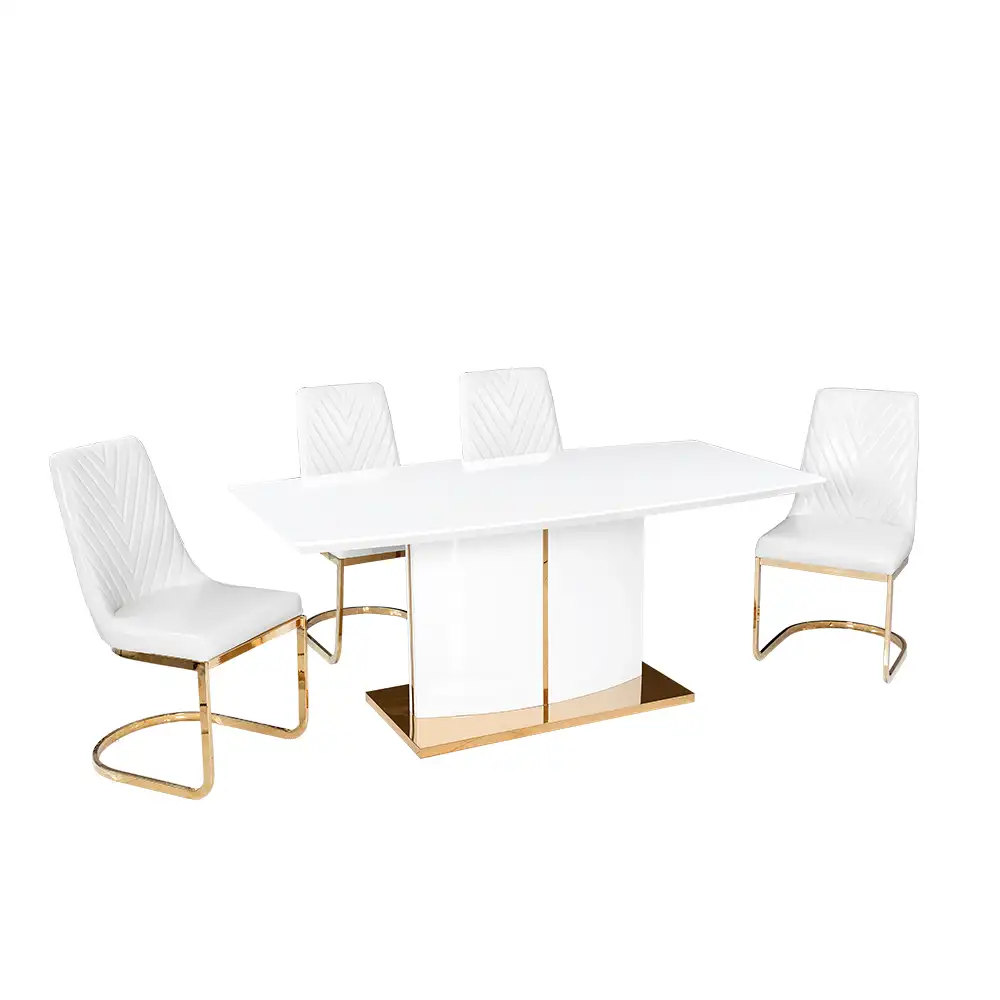 リビングルーム家具高級テーブルゴールドステンレスダイニングテーブル椅子セットアマゾン