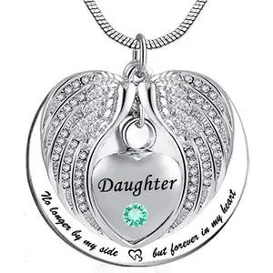 Personalized Heart Urn Necklace Cremation Ashes Pendant Jewelry No Longer by My Side But Forever in My Heart Daughter