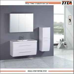 Freestanding Wall Mounted MDF Veneer Melamine Bathroom Vanity cabinets with double sinks Mirrored Cabinet
