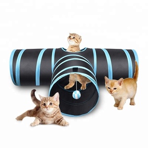Amazon Hot Sale 3 way cat tunnel folding pet toy for cat tunnel with ball toy pup rabbit - Product Image 1