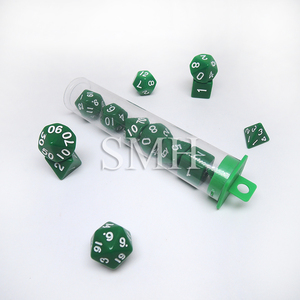 Jeu de dés pwm, vente en gros, en plastique polyhématite, en plastique, vert massif, D4 D6 D8 <span class=keywords><strong>D10</strong></span> D12 D20 D - Product Image 3