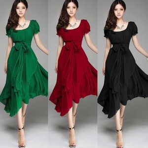 Comercio garantía de onen Mai Gasa de Manga Corta de la Vendimia de Largo Balón Partido Irregular Vestido de Noche 0664 outle - Product Image 1