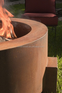 Brasero d'extérieur en bois et gaz en acier Corten rouillé / Bol à feu en Corten - Product Image 6