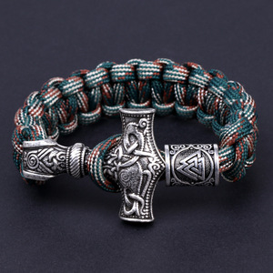 All'ingrosso stile classico Odin <span class=keywords><strong>Thor</strong></span> martello Mjolnir vyking bracciale fatto a mano in lega di zinco Valknut Vegvisir Rune Bead - Product Image 1