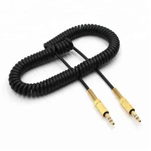 Spring Wire 3 Pin Male to Male Jack Aux Audio Cable with 3.5mm for Car