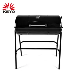 Backyard Cooking Oil Drum Barbecue Grill Outdoor Black Enamel Charcoal Barrel BBQ Grill With Lid