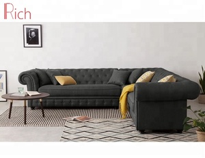 Tela Gris de rollo brazo distintos esquina sofá italiano moderno Nuevo diseño esquina L sofá en forma de - Product Image 1