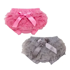 Bebê Ruffle Bloomers com Arco Menina Recém-nascidos Shorts Sunmate Atacado Infantil e Crianças Meninas Cotton Lace Tulle Do Bebê Bloomer