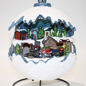 Winterwunder weihnachtskugel <span class=keywords><strong>kugel</strong></span> MIT fahem rendzug หมู่บ้านคริสต์มาสเพลงเรซินคริสต์มาส - Product Image 6