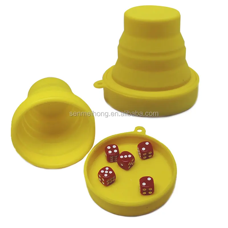 Hersteller Angepasst Mini Gelb Faltbare Kunststoff Shaker Würfelbecher mit Tablett für Casino Spiel