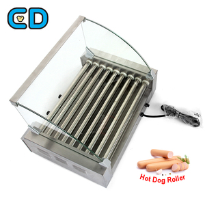 Automatic Hot Dog Griller Maker Stainless Steel 9 Roller <strong>Hotdog</strong> Roller Grill <strong>Machine</strong> With Tempering Glass Cover - Product Image 2