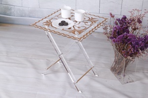 <span class=keywords><strong>Esotico</strong></span> tavolo da tè mobili in oro e di colore chiaro da tavolo pieghevole per la casa o all'aperto fatta da plexiglass - Product Image 6