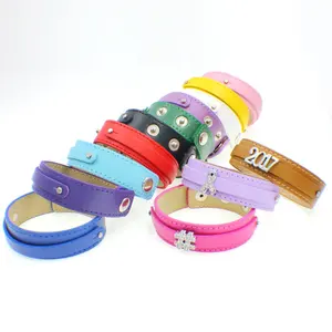 18mm width with 8mm small belt copy Leather wristband name band DIY Accessories Wristband Bracelet Fit 8mm slide charms letters