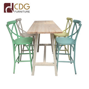 Vendimia acabado acero con madera maciza discoteca uso Mesa muebles mesa de <span class=keywords><strong>Bar</strong></span> productos - Product Image 3
