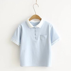 Abbigliamento Estivo per Studentesse, T-shirt con Colletto in Stile Coreano, Design a Blocchi di Colore, Camisa De <span class=keywords><strong>Polo</strong></span>, Top Corto Personalizzato - Product Image 2