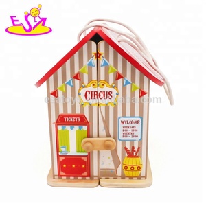 Baru Desain Kartun Circus Mainan Kayu Kecil Rumah Boneka untuk Anak-anak W06A327