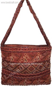 Colorful Shoulder Crossbody Handmade Bead Nylon <b>Sequin</b> Design Beaded Designer Women's Party Bag by Lowellcraft.com Made in Delhi - Product Image 2