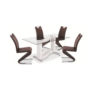European Style Dining Set Tempered Glass Top Dining Table and Chairs