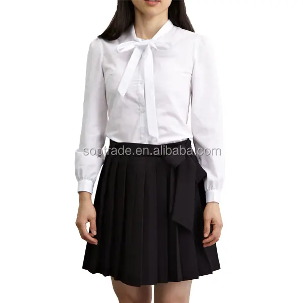 Factory price white high school fashion school uniform girl shirts