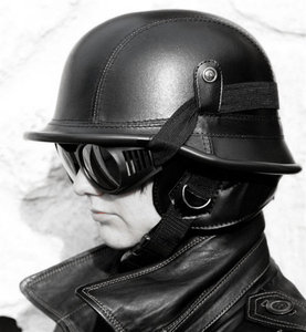 Lederen Helm <span class=keywords><strong>Half</strong></span> Gezicht Helm Voor Motorfiets Germany Dot Aangepaste Abs Hoofd Bescherming 9 Pcs/Ctn Weg Motorfiets Helm 200