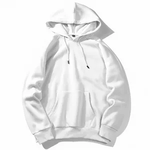 Logo personalizzato 280gsm felpe pullover bianche tinta unita di alta qualità felpe con cappuccio oversize in pile con spalle scoperte per uomo