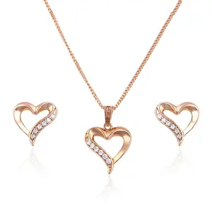 63573 bridal jewellery hot new products for 2021 heart shape jewelry sets rose gold plated custom jewelry set