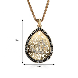 Collar Islámico, Joyería Fina para Mujer, Colgantes de Alá, Chapado en Oro Negro, Collar Grande Cuadrado, Joyería Musulmana Chapada en Oro de 18k - Product Image 3