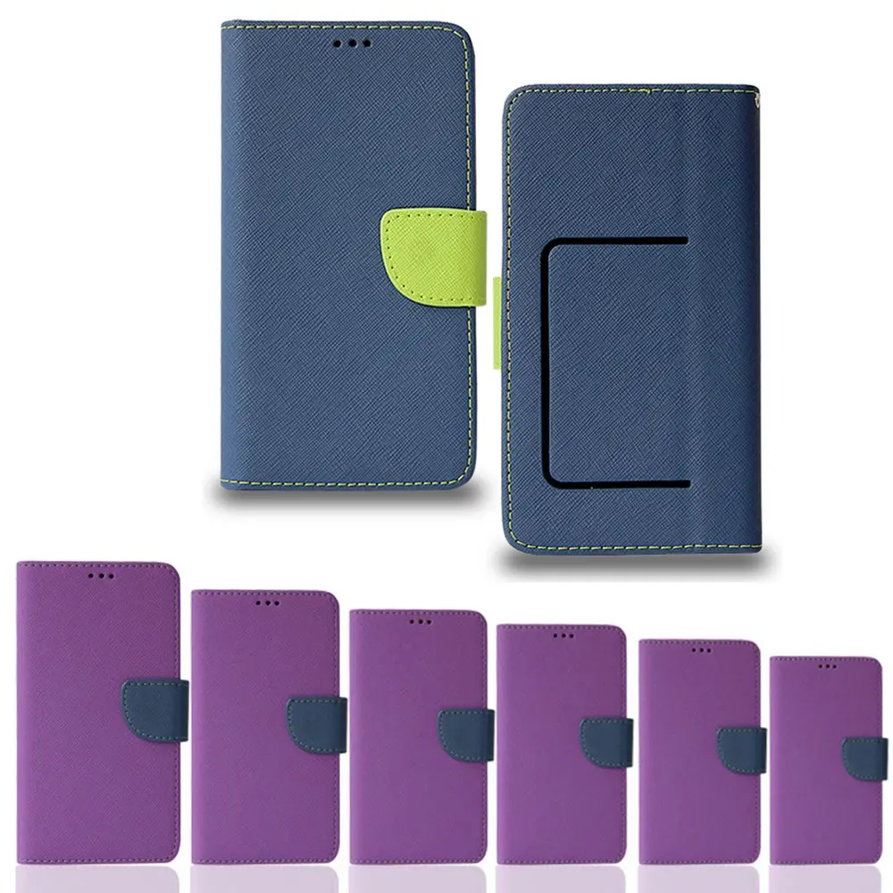 Universal Wallet Case PU Flip Leather Stand Cell Phone Case with Card Slot For 3.5 inch to 6 inch Mobile Phone