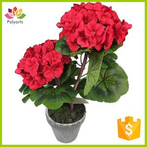 Nuevo diseño de flor Artificial, flor de seda en maceta, geranio Artificial rojo 2019 - Product Image 6