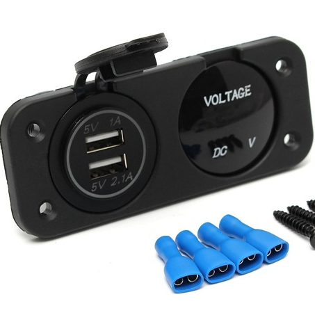 DC12V/24 V 4 Paneln con doble cargador Usb/Ditigal voltímetro y socket disyuntor barco coche