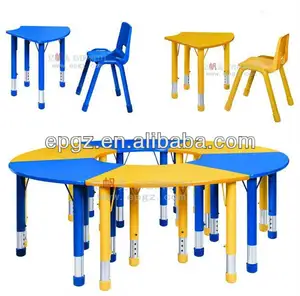 Popular de madeira mesa de jardim de infância, equipamentos de infância de mesa e cadeira set, pré-escolar mobiliário escolar