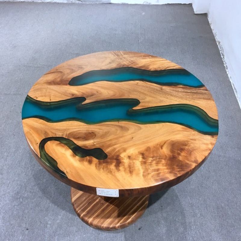 Mesa redonda de madera de resina epoxi para comedor, muebles y muebles de cocina de 4 pies de diámetro, hecha a medida