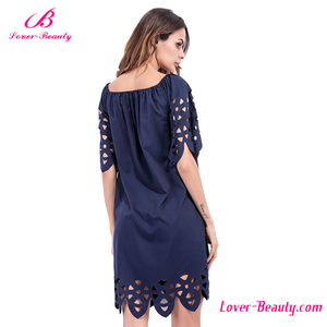 All'<span class=keywords><strong>ingrosso</strong></span> di modo blu scuro e <span class=keywords><strong>bianco</strong></span> allentato comodo vestito casuale - Product Image 4