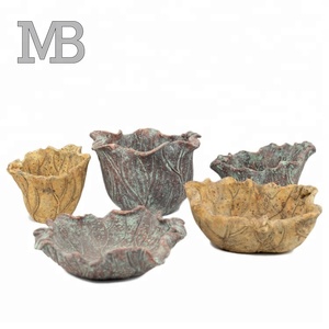 Décoration de jardin en ciment en forme de feuille de lotus de tailles multiples Pot de fleur Décoration intérieure et extérieure Jardinière en béton - Product Image 1