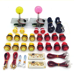 Jamma Kit Permainan Sanwa DIY, Set Komponen Permainan Arkade Led Tombol Biru