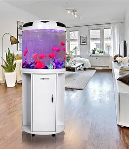 Minjiang Chất Lượng Cao Thủy Tinh Nhỏ Nửa Vòng Aquarium Mini Fish Tank Với Giá Nhà Máy